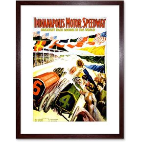 Sport Race Indianapolis Motor Speedway Car Flag Indy 500 Framed Print B12X11273 in Kuwait