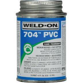 Weld-On 12126 704 Industrial Grade PVC+ Medium-Bodied High Strength Solvent Cement - Fast-Setting and Low-VOC, Clear, 1/4 Pint (4 fl oz) in Kuwait