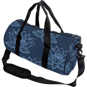 Navy Blue Lotus Easy Clean Workout Bag For Men Women Oxford Tote Bags Adjustable Shoulder Strap, Convertible Carry Backpack Vintage Gym Bag For Sport Hiking Gym Backpack Women in Kuwait