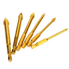 Masonry Drill Bits Set Golden Carbon Steel YG6 Alloy Glass Drills Bit Hex Shank for Tiles and Wood in Saudi Arabia