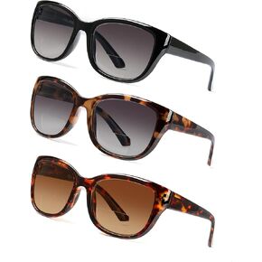 3PCS Bifocal Sunglasses Readers for Women/Men - Full Lens UV400 Sun Protection with Built-in Reading in Kuwait