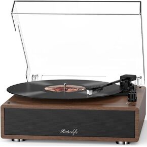 Record Player Built-in Stereo Speakers Vintage Turntable for Vinyl Records Bluetooth Retro LP Phonograph All-in-one High Fidelity AT-3600L MM Cartridge 3 Speed Belt-Driven Phono Audio Wood Dark Walnut in Saudi Arabia