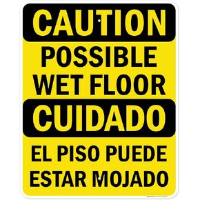 Caution Possible Wet Floor Bilingual Sign, 18x24 Inches, 3M EGP Reflective .080 Aluminum, Fade Resistant, Made in USA by My Sign Center in Kuwait