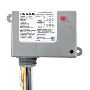 Functional Devices RIB2402B2G Power Relay, 20 Amp DPDT, 24 Vac/dc/208-277 Vac Coil, NEMA 1 Housing in Kuwait