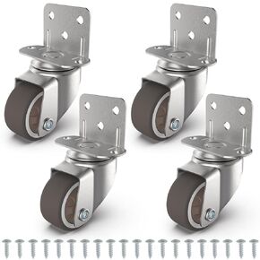1" Small L-Shaped Plate Casters, Swivel Furniture Wheels, TPR Silent, Mounting for Wooden Coffee Table, Shelving Unit, Plant Stand, 4 Pcs in Saudi Arabia