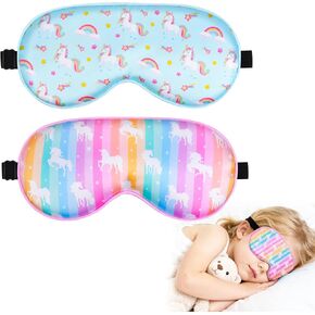 OlyPegic 2 Pcs Kids Sleep Mask Girls Silk Eye Mask Sleeping with Adjustable Strap Soft Lightweight Kids Eye Cover Mask Blindfold Shade Light Blocking Travel and Home Use Girls Teens Mermaid in Kuwait