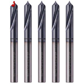 5Pcs 2 Flute 90 Degree 3/16" x 3/4" x 2" Solid Spot Drill - AlTiN Coated in Kuwait