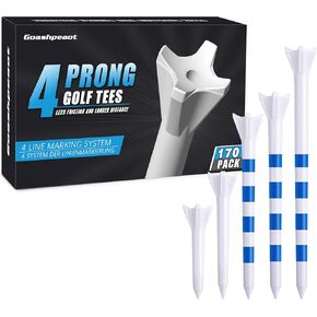 170 قطعة من تي شيرتات الجولف ذات الأداء الاحترافي - رأس ذو 4 شقوق يقلل من الدوران الجانبي | 5 مقاسات من قمصان الجولف البلاستيكية المختلطة (4 بوصات / 3¼ بوصة / 2¾ بوصة / 2⅛ بوصة / 1½ بوصة) لأقصى مسافة وتحكم in Kuwait