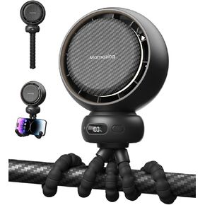 MAMAZING Mini Portable Stroller Fan, LED Display, 70° Auto-Oscillating Clip on Fan, 5 Speed Circulating Mode Included, Music & Night Light, 5000mAh USB-C Rechargeable Fan for Travel, Stroller, Car in Kuwait