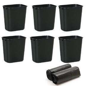 6 عبوات من علب القمامة الصغيرة السوداء مع 2 أكياس قمامة دوارة سعة 2 جالون 8 لتر صناديق قمامة بلاستيكية حاوية قمامة لغرفة النوم والمكتب والمطبخ in Kuwait