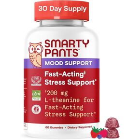 علكات سمارتي بانتس لدعم الإجهاد للبالغين: دعم سريع المفعول للهدوء والمزاج مع إل-ثيانين 200 مجم وأشواغاندا (سينسوريل)، لا يسبب النعاس، نكهة التوت المختلطة، 60 قطعة (كمية تكفي 30 يومًا) in Kuwait