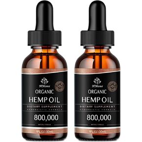 عبوتان من قطرات زيت القنب لتخفيف الألم والجلد والنوم والقلق - صبغة قنب عضوية عالية الفعالية وقوة عالية - مع مستخلص C02، نباتي، غير معدّل وراثيًا in Kuwait