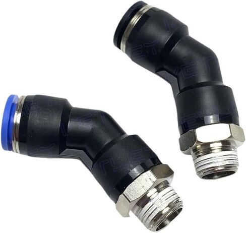 الكوع 45 درجة 1/8 بوصة 1/4 بوصة 3/8 بوصة 1/2 بوصة ذكر 10 مم أنبوب نحاسي هوائي دفع في توصيل الهواء المناسب إطلاق سريع (BSPP، 10MM_1/2 بوصة) in Kuwait