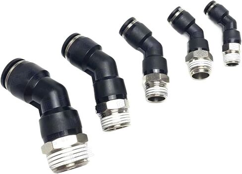 الكوع 45 درجة 1/8 بوصة 1/4 بوصة 3/8 بوصة 1/2 بوصة ذكر 10 مم أنبوب نحاسي هوائي دفع في توصيل الهواء المناسب إطلاق سريع (BSPP، 10MM_1/2 بوصة) in Kuwait