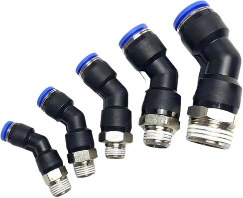 الكوع 45 درجة 1/8 بوصة 1/4 بوصة 3/8 بوصة 1/2 بوصة ذكر 10 مم أنبوب نحاسي هوائي دفع في توصيل الهواء المناسب إطلاق سريع (BSPP، 10MM_1/2 بوصة) in Kuwait