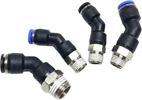 الكوع 45 درجة 1/8 بوصة 1/4 بوصة 3/8 بوصة 1/2 بوصة ذكر 10 مم أنبوب نحاسي هوائي دفع في توصيل الهواء المناسب إطلاق سريع (BSPP، 10MM_1/2 بوصة) in Kuwait