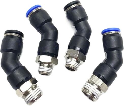 الكوع 45 درجة 1/8 بوصة 1/4 بوصة 3/8 بوصة 1/2 بوصة ذكر 10 مم أنبوب نحاسي هوائي دفع في توصيل الهواء المناسب إطلاق سريع (BSPP، 10MM_1/2 بوصة) in Kuwait