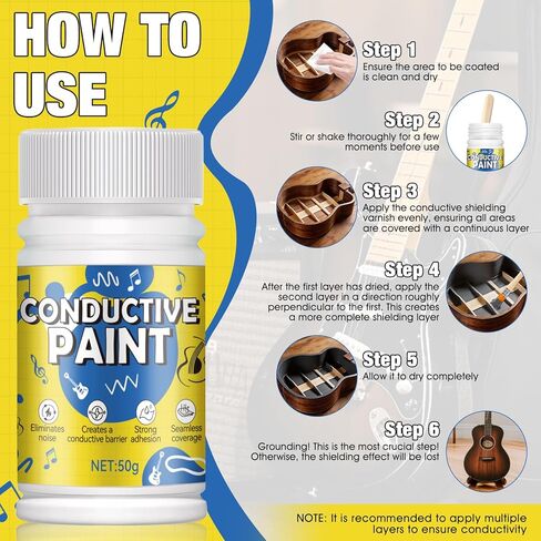 Premium Conductive Paint for Electric Guitar Shielding & Blocker for Pickup Cavities & Circuit Chambers,50g (Resistivity: 10-90 ohms/cm) in Kuwait