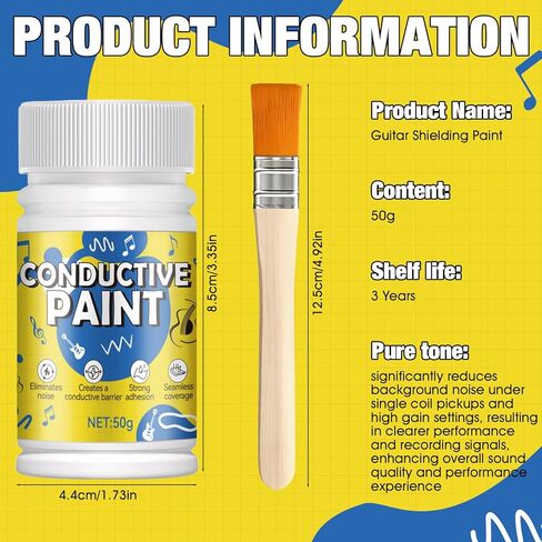 Premium Conductive Paint for Electric Guitar Shielding & Blocker for Pickup Cavities & Circuit Chambers,50g (Resistivity: 10-90 ohms/cm) in Kuwait