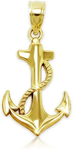 Gold Anchor Charm Pendant - 10 Karat Gold - Nautical Jewelry - Anchor Jewelry in Kuwait