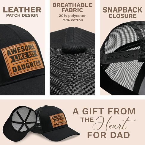 ZAGKOO Dad Gifts from Daughter Son - Men Gift for Father's Day, Birthday, Christmas - Dad Hats 2025 for New First Time Dads Papa Grandpa Stepdads - Leather Patch Adjustable Snapback Cotton Trucker Cap in Kuwait