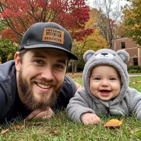 ZAGKOO Dad Gifts from Daughter Son - Men Gift for Father's Day, Birthday, Christmas - Dad Hats 2025 for New First Time Dads Papa Grandpa Stepdads - Leather Patch Adjustable Snapback Cotton Trucker Cap in Kuwait