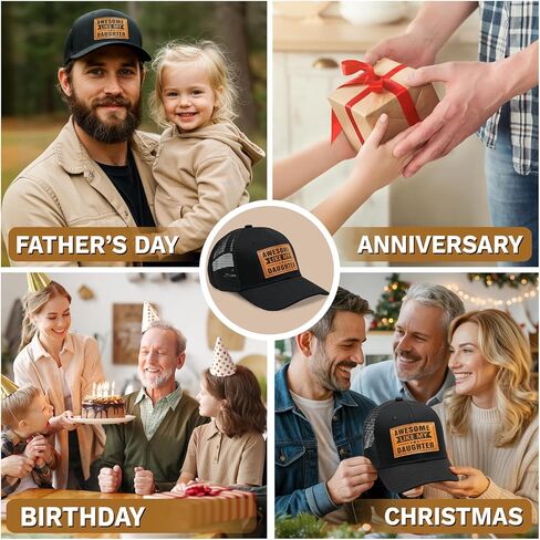 ZAGKOO Dad Gifts from Daughter Son - Men Gift for Father's Day, Birthday, Christmas - Dad Hats 2025 for New First Time Dads Papa Grandpa Stepdads - Leather Patch Adjustable Snapback Cotton Trucker Cap in Kuwait