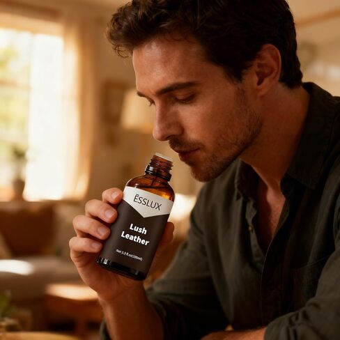 زيت عطري من الجلد الفاخر، ESSLUX 100 مل 3.3 أونصة زيوت معطرة فردية كبيرة، زيوت عطرية للعلاج بالمنزل للناشر والتدليك والصابون وروائح صناعة الشموع in Kuwait