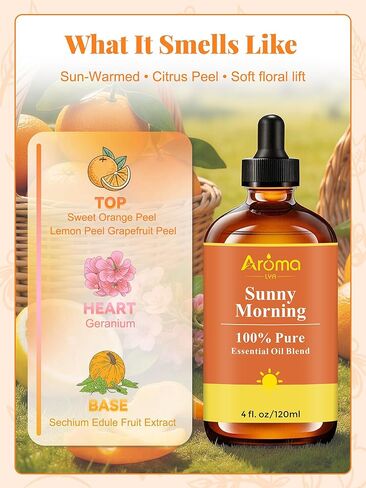 Sunny Morning — A 100% Pure Essential Oil Blend Citrus-Bright Blend that Makes Your Space Feel Like You Just Opened the Curtains, Essential Oils for Diffusers for Home in Saudi Arabia