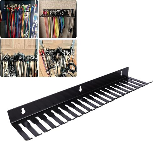 حامل منظم لإدارة الكابلات من Yosoo، شماعة من الفولاذ الكربوني شديدة التحمل مثبتة على الحائط مع فتحات 5.5 مم 9.5 مم لكابلات موسيقى الجيتار والكمبيوتر XLR in Kuwait