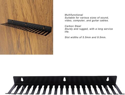حامل منظم لإدارة الكابلات من Yosoo، شماعة من الفولاذ الكربوني شديدة التحمل مثبتة على الحائط مع فتحات 5.5 مم 9.5 مم لكابلات موسيقى الجيتار والكمبيوتر XLR in Kuwait