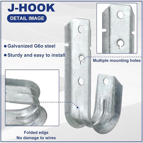 25 Pcs Cable Support J-Hook, Garage Hooks for Hanging, Heavy Duty Metal Network J-Hook for Cable and Wire Management Wall Mount J Utility Hooks, G60 Galvanized Steel(Gold, 1-5/16 Inch) in Saudi Arabia