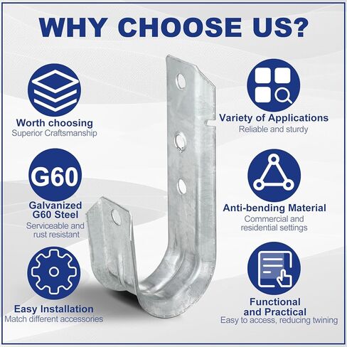 25 Pcs Cable Support J-Hook, Garage Hooks for Hanging, Heavy Duty Metal Network J-Hook for Cable and Wire Management Wall Mount J Utility Hooks, G60 Galvanized Steel(Gold, 1-5/16 Inch) in Saudi Arabia