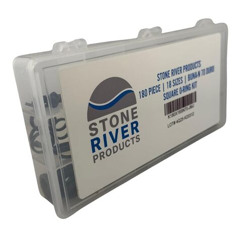 Stone River Products Square O-Ring Kit – 180 Piece, 18 Sizes, Buna-N (Nitrile) 70 Duro Assortment – SN70008–SN70212 Square Seals in Kuwait