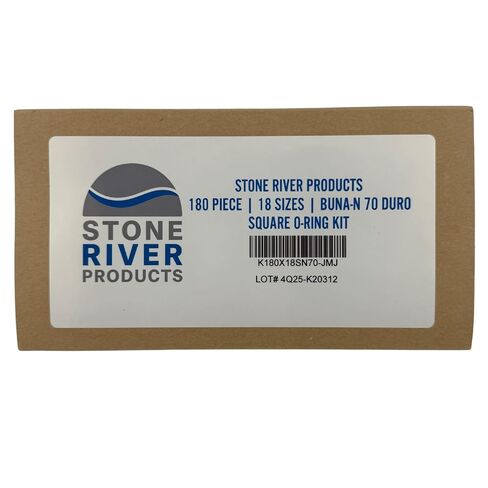 Stone River Products Square O-Ring Kit – 180 Piece, 18 Sizes, Buna-N (Nitrile) 70 Duro Assortment – SN70008–SN70212 Square Seals in Kuwait
