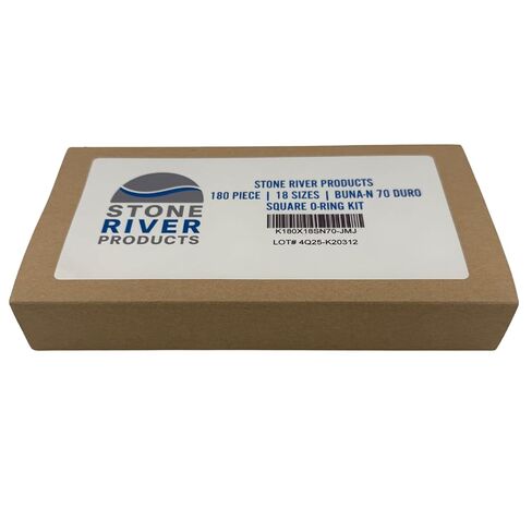 Stone River Products Square O-Ring Kit – 180 Piece, 18 Sizes, Buna-N (Nitrile) 70 Duro Assortment – SN70008–SN70212 Square Seals in Kuwait