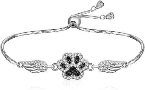 Fenthring Cat Dog Paw Print Bracelet Sterling Silver Infinity Heart Puppy Paw Memorial Mothers Day Bracelets for Women Jewelry Gifts in Saudi Arabia