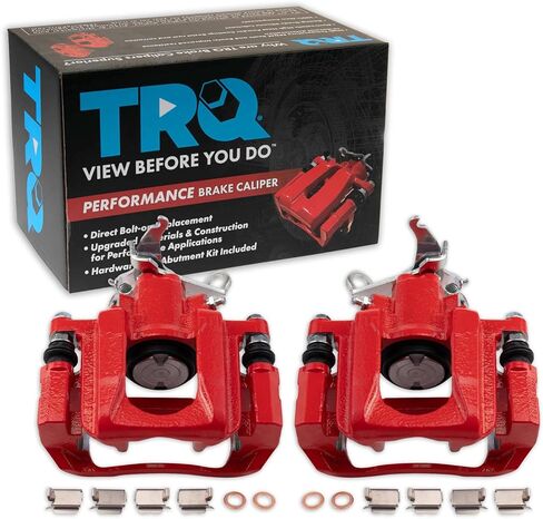 TRQ Rear Performance Brake Caliper Set Red Compatible with 2009-2013 Dodge Journey in Kuwait
