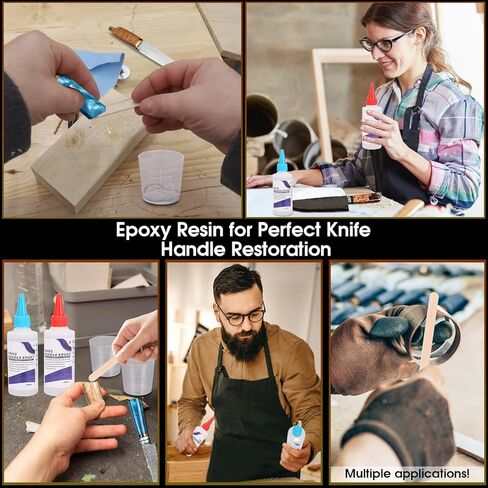 Knife Handle Epoxy, Ideal for Knife Handle Applications, 6.7 Ounce Adhesive Set, High Impact Clear Resin Kit, A & B 2 Part Epoxy Glue, Rigid and Flexible Resin in Kuwait