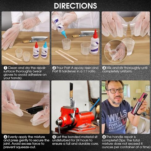 Knife Handle Epoxy, Ideal for Knife Handle Applications, 6.7 Ounce Adhesive Set, High Impact Clear Resin Kit, A & B 2 Part Epoxy Glue, Rigid and Flexible Resin in Kuwait