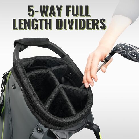 Honma Golf Stand Bag Lightweight,Premium PU Leather Golf Bag for Men Women with 5-Way Full-Length Divider, Dual Strap, Ideal for Carrying or Push Cart in Kuwait