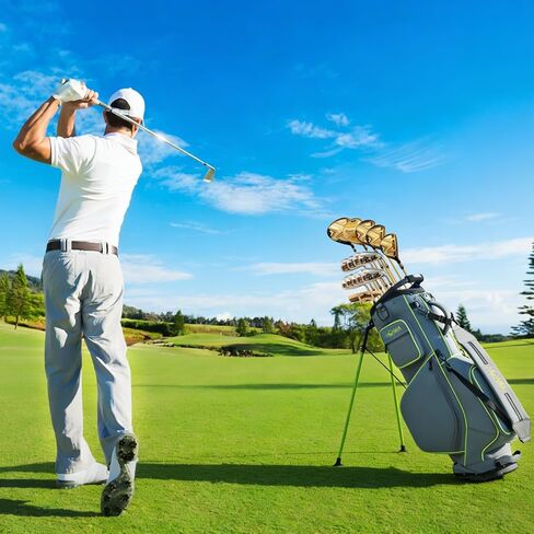 Honma Golf Stand Bag Lightweight,Premium PU Leather Golf Bag for Men Women with 5-Way Full-Length Divider, Dual Strap, Ideal for Carrying or Push Cart in Kuwait