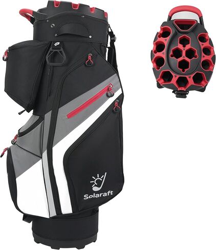 14-Way Golf Cart Bag with Full Length Divider, Waterproof T-Lock Silent Molded Top, Insulated Cooler Pocket & Umbrella Holder for Men Women in Saudi Arabia