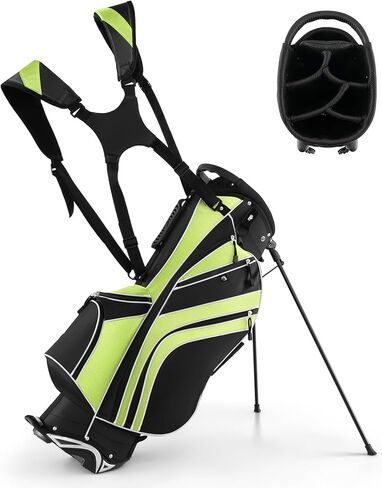 Goplus Golf Stand Bag, Lightweight Golf Club Bag with 6 Way Top Dividers, 8 Pockets, Cooler Bag, Rain Hood, Dual Shoulder Strap, Umbrella Holder, Portable Golf Bag with Stand for Women Men in Saudi Arabia