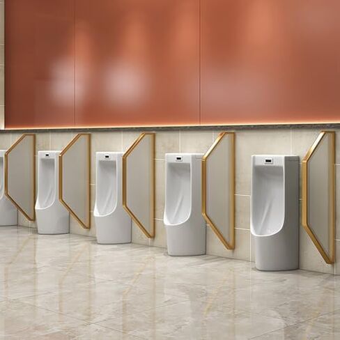 Public Restroom Privacy Divider for Men's Toilet, Glass Urinal Partition, 3-Piece Black Wall Panel for Schools, Shopping Malls, and Public Spaces in Saudi Arabia