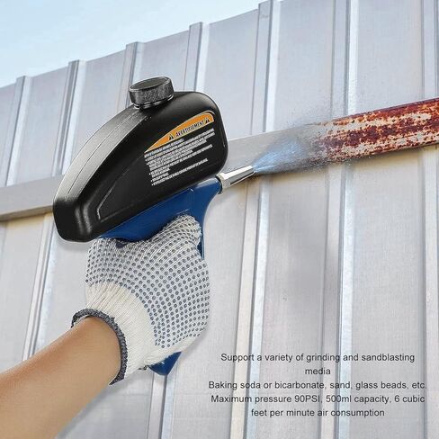 BAFOVY Pneumatic Sand Blasting Gun, 1/4in Quick Connector, 500ml Capacity, Supports Soda Glass Bead Media, for Paint Rust Removal in Saudi Arabia
