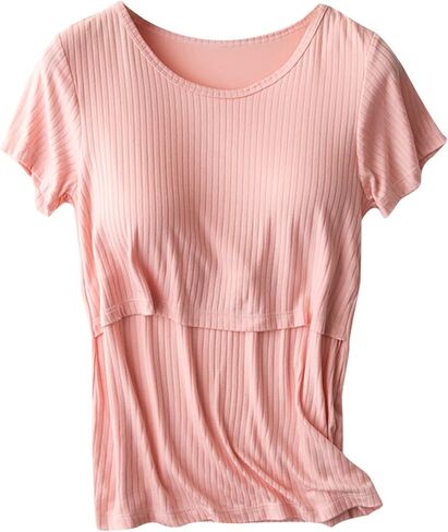 Womens Tops with Built in Bra 2026 Summer T Shirts Slim Fitted Going Out Y2K Basic Tee Vacation Clothes Soft Homewear in Saudi Arabia