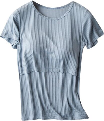 Womens Tops with Built in Bra 2026 Summer T Shirts Slim Fitted Going Out Y2K Basic Tee Vacation Clothes Soft Homewear in Saudi Arabia