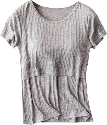 Womens Tops with Built in Bra 2026 Summer T Shirts Slim Fitted Going Out Y2K Basic Tee Vacation Clothes Soft Homewear in Saudi Arabia