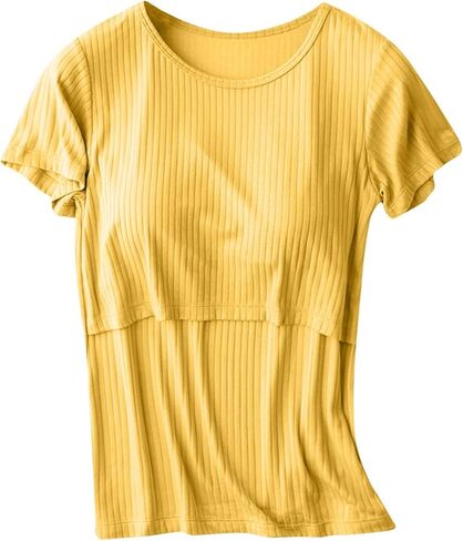 Womens Tops with Built in Bra 2026 Summer T Shirts Slim Fitted Going Out Y2K Basic Tee Vacation Clothes Soft Homewear in Saudi Arabia